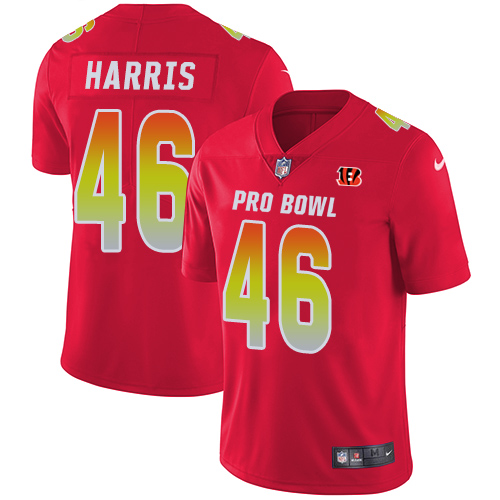 Nike Bengals #46 Clark Harris Red Men's Stitched NFL Limited AFC 2018 Pro Bowl Jersey
